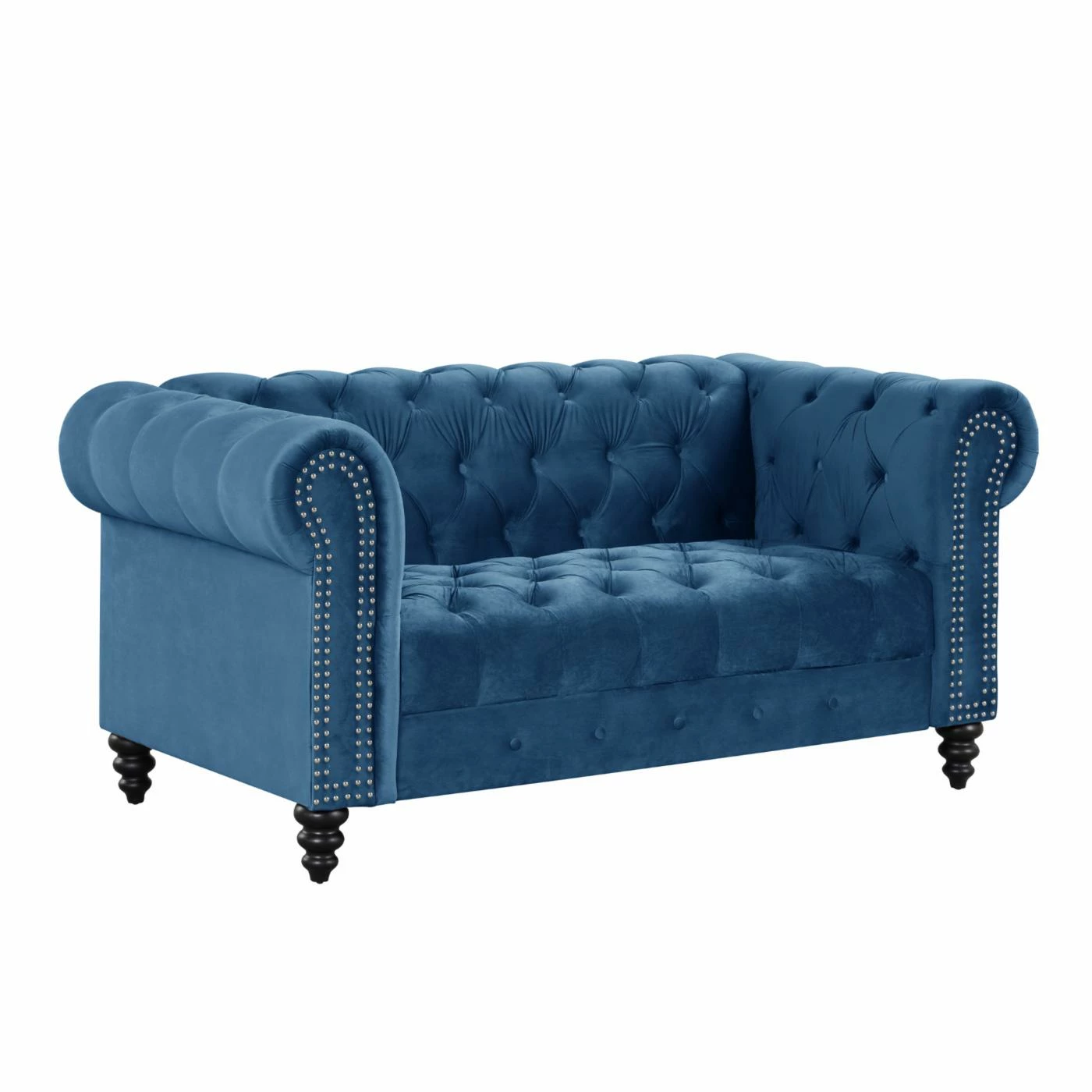 Budget π Best Master Furniture Loveseats Felix Tufted Velvet Upholstered Loveseat, Black π - Image 4