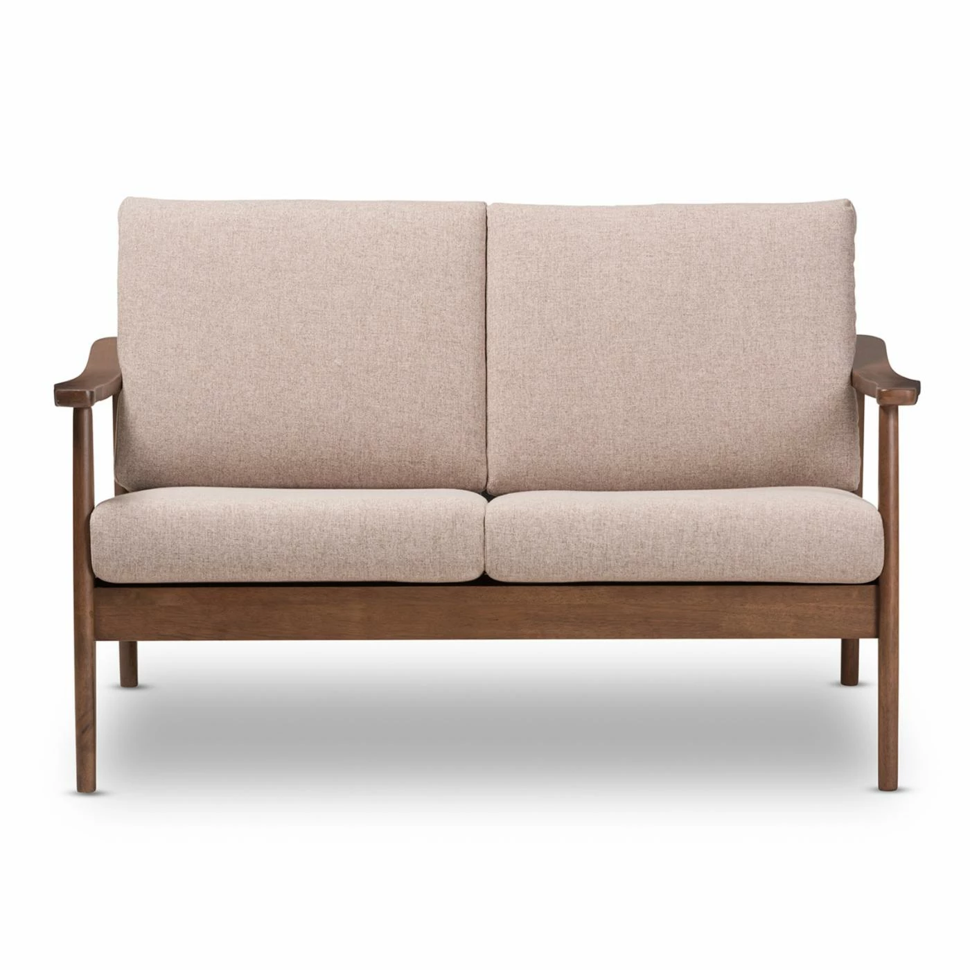 Brand new ๐ Loveseats Baxton Studio Venza Walnut Wood Light Brown Fabric Upholstered 2 Seater Loveseat ๐ - Image 4