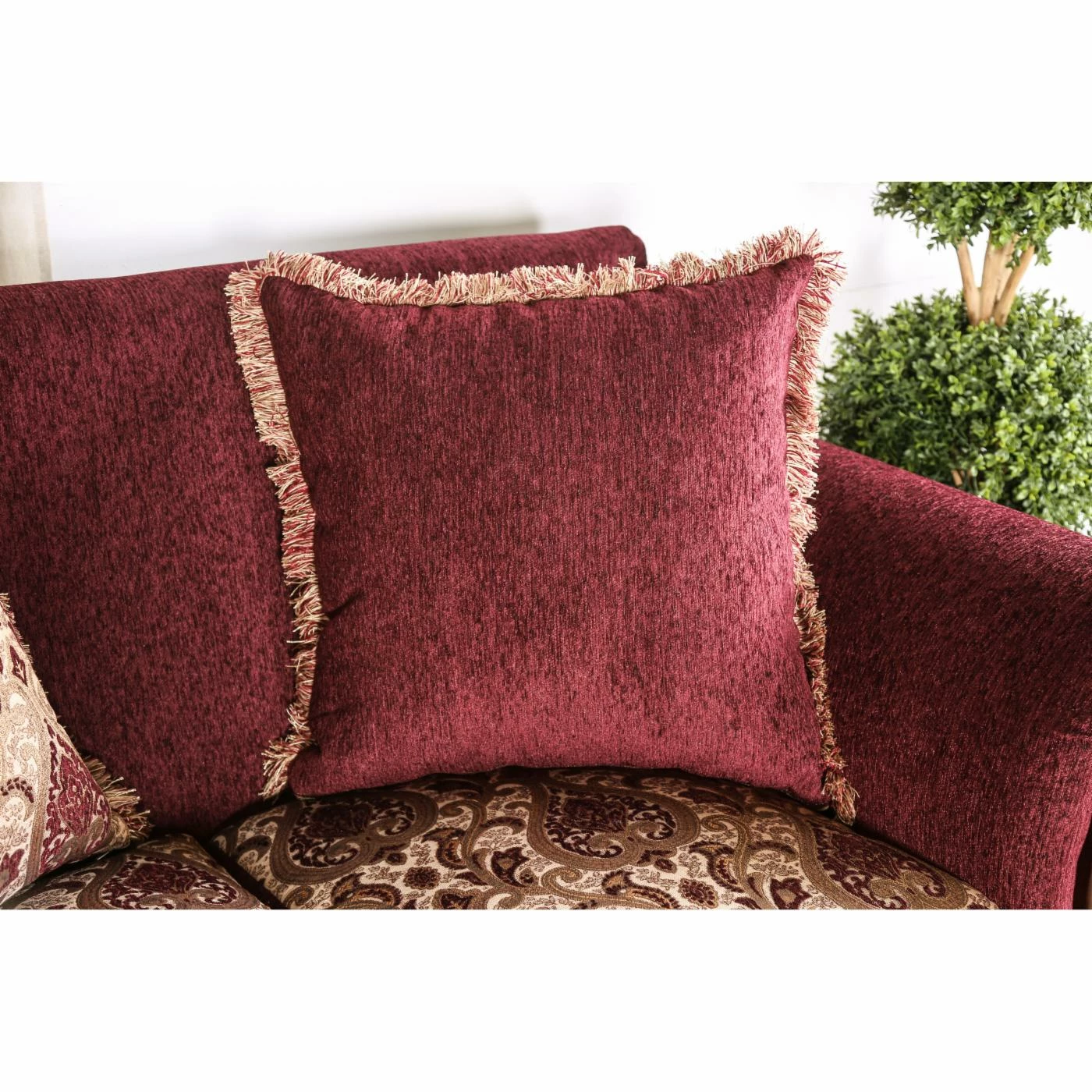 Best Sale 🧨 Loveseats Furniture Of America Sala Traditional Style Fringe Accent Pillow Loveseat ✨ - Image 6