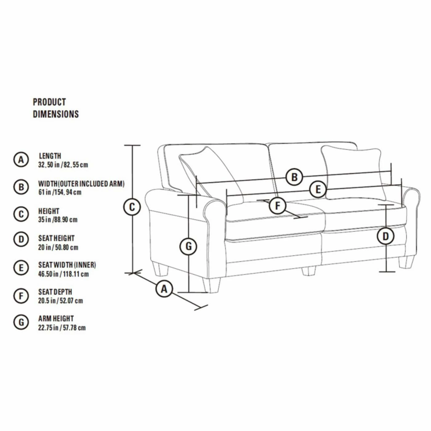 Wholesale ❤️ Loveseats Serta Copenhagen Collection 61 In. Loveseat 🤩 - Image 10