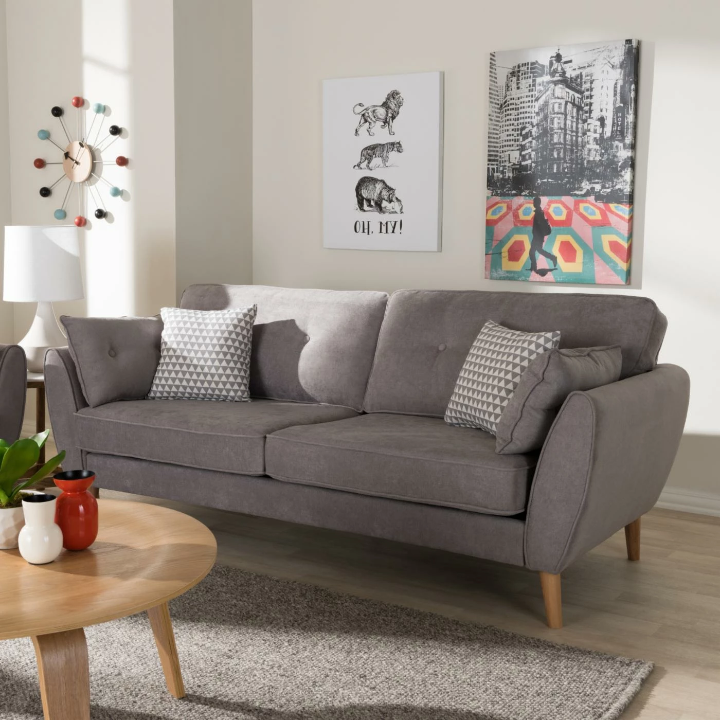 Discount ๐ Sofas Baxton Studio Miranda Mid-Century Modern Fabric Upholstered Sofa ๐ฏ - Image 10