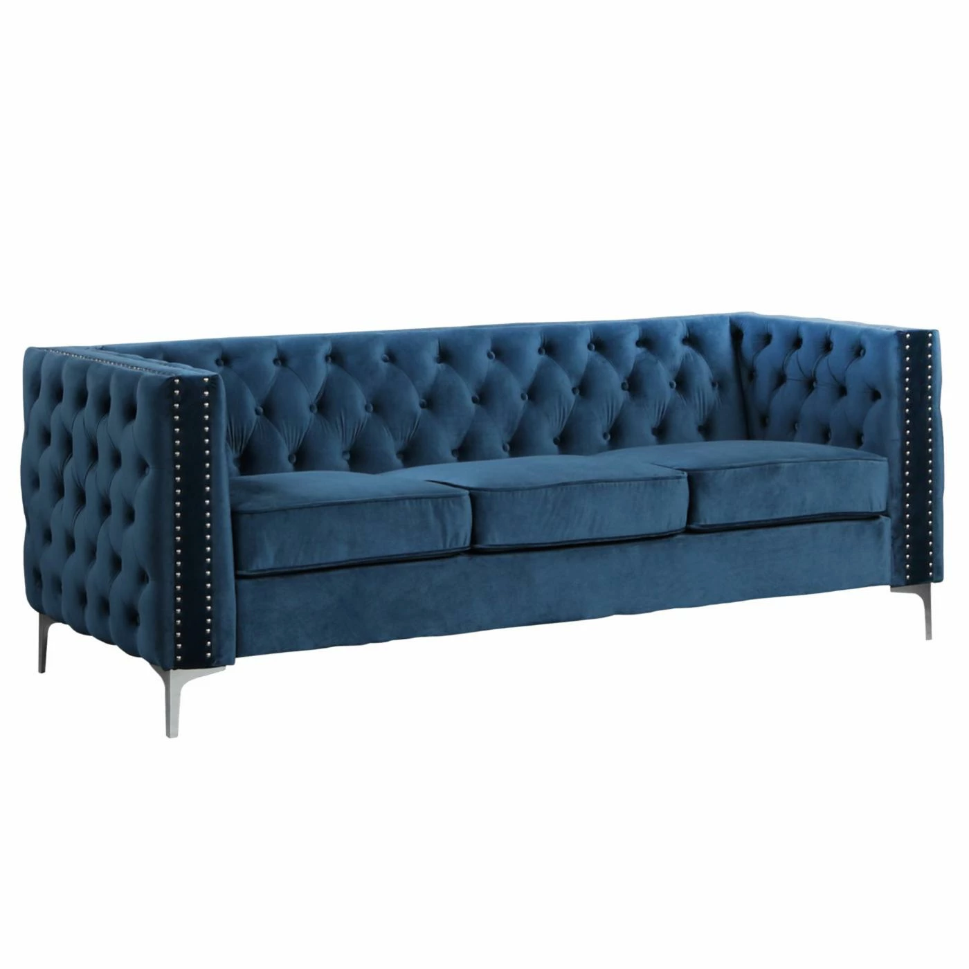 Wholesale π Best Master Furniture Sofas Frieda Tufted Velvet Upholstered Sofa, Grey π - Image 3