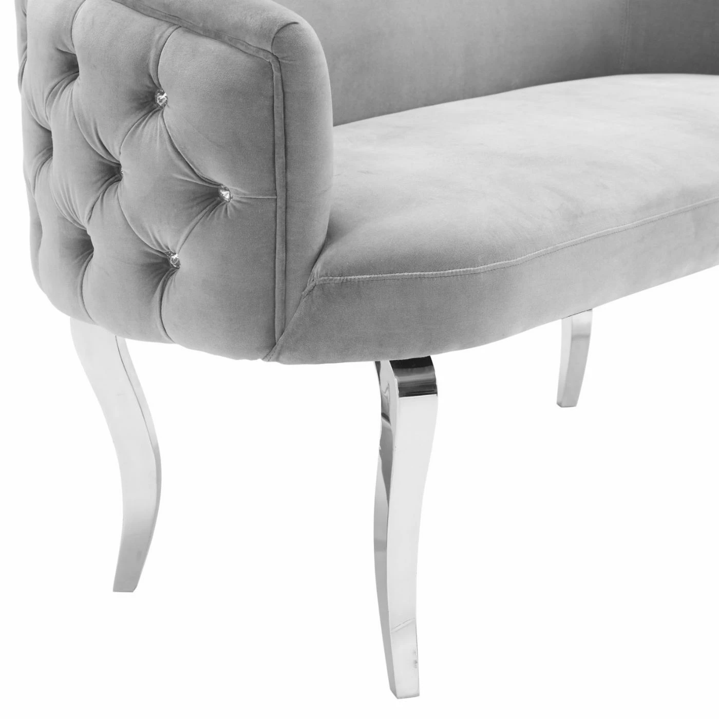 Best reviews of ๐คฉ Loveseats TOV Furniture Adina Velvet Loveseat With Silver Legs - Grey ๐ - Image 3