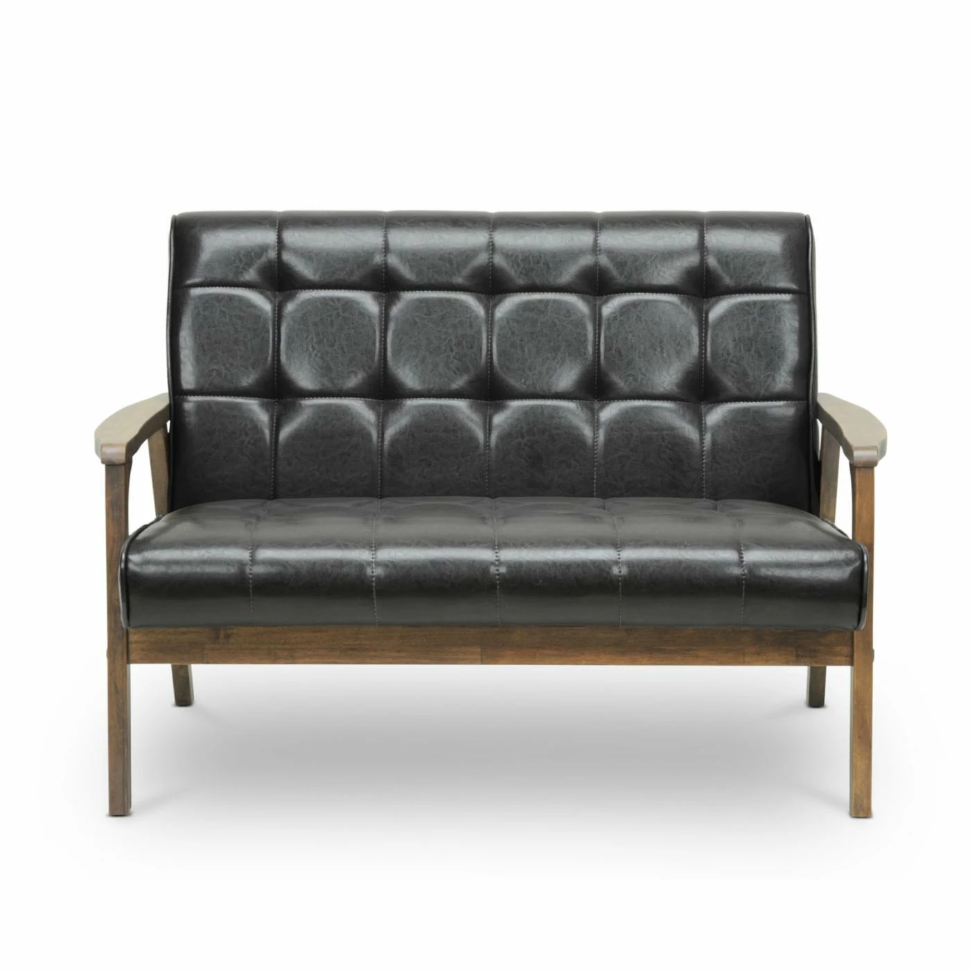 Budget π Loveseats Baxton Studio Mid-Century Masterpieces Loveseat - Brown π - Image 3
