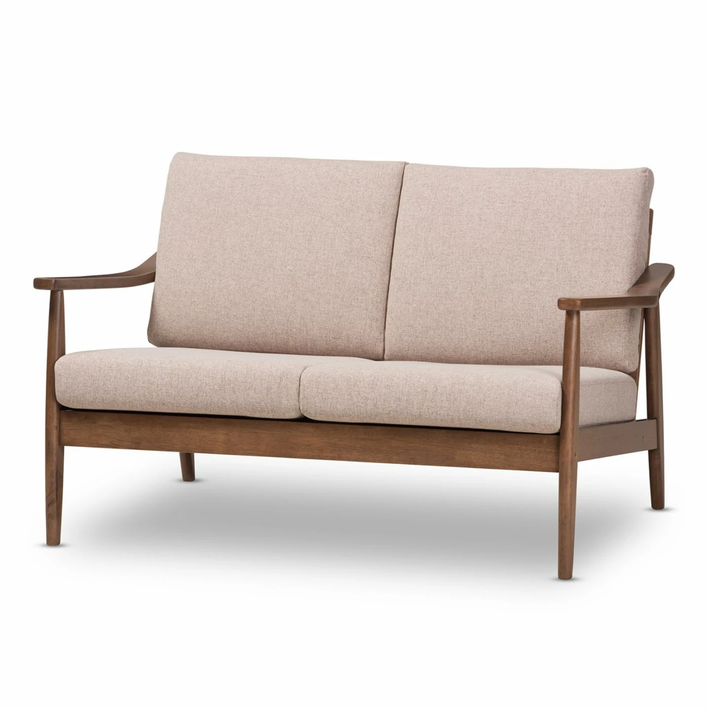 Brand new ๐ Loveseats Baxton Studio Venza Walnut Wood Light Brown Fabric Upholstered 2 Seater Loveseat ๐ - Image 3