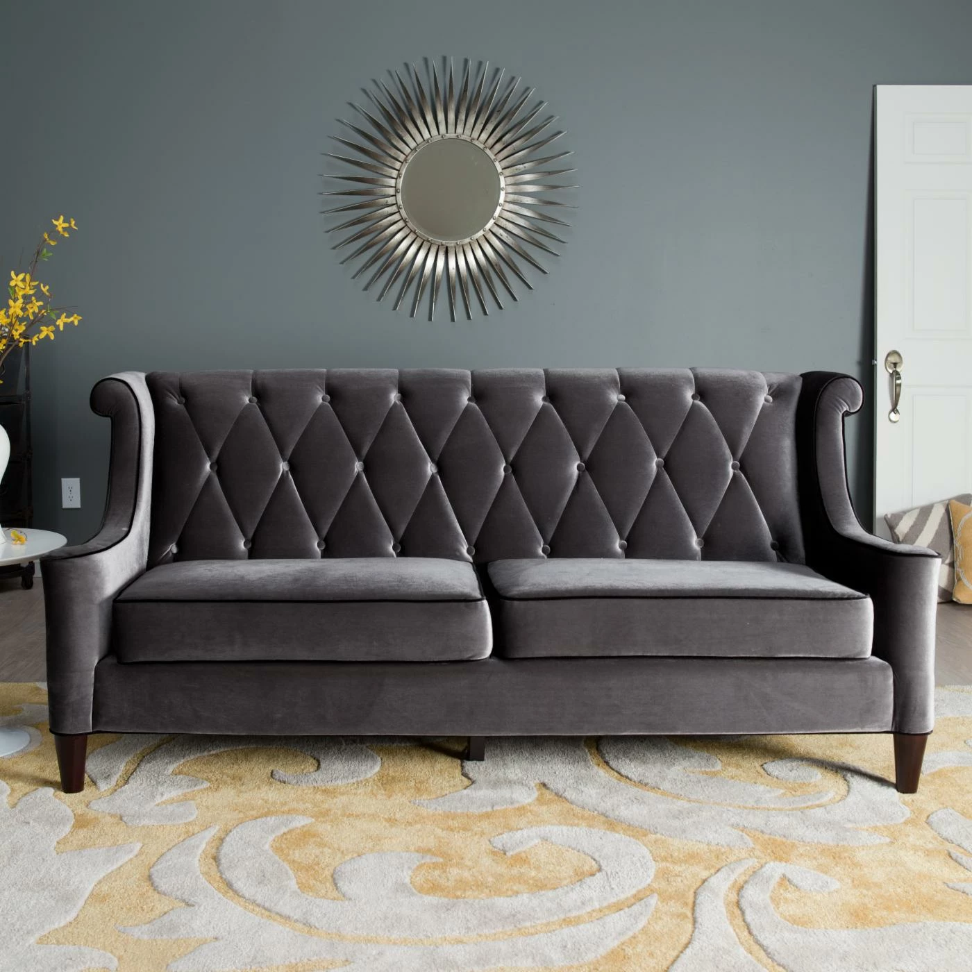 Wholesale ❤️ Sofas Armen Living Barrister Gray Velvet Sofa 👏 - Image 2