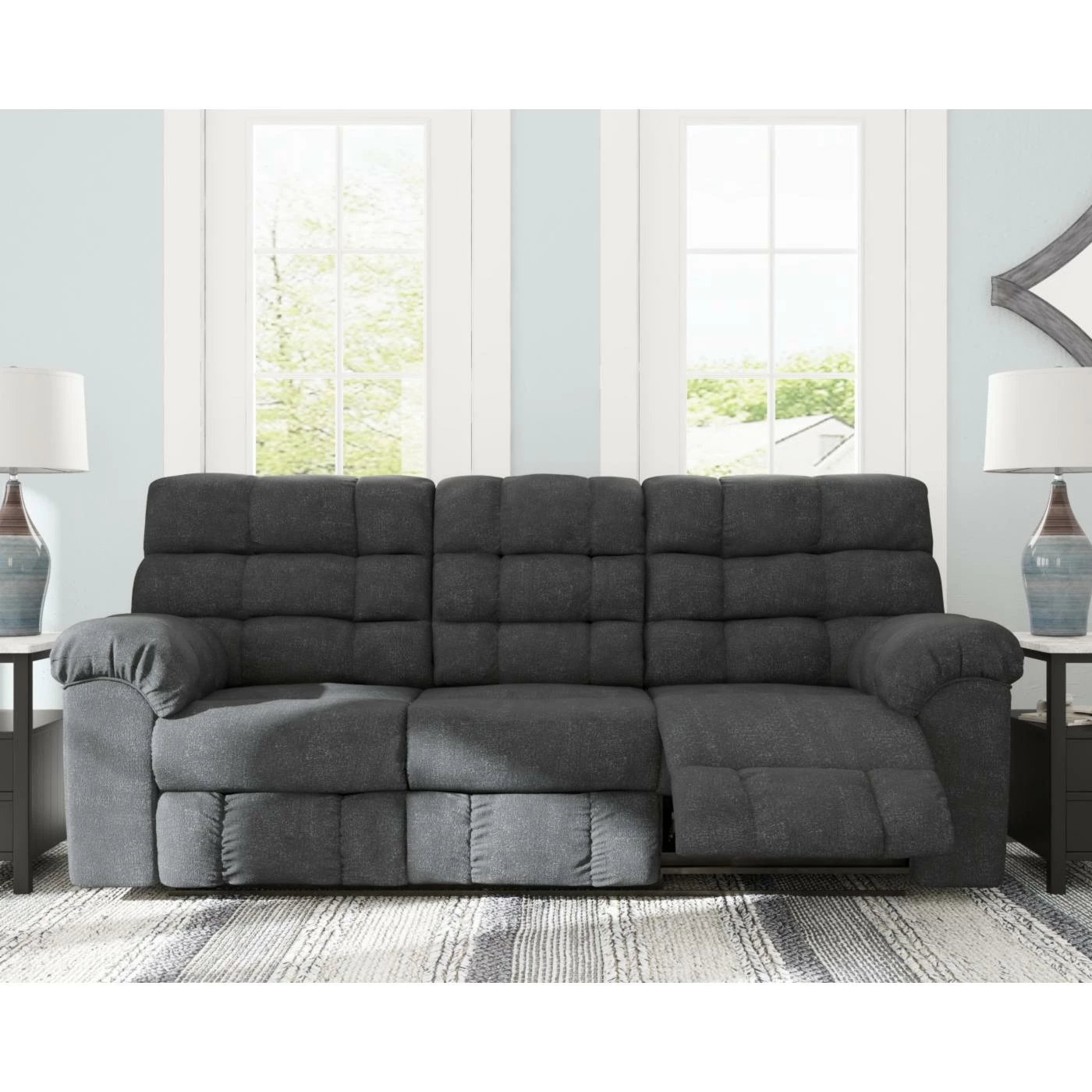 Deals ⌛ Sofas Signature Design By Ashley Wilhurst Reclining Sofa With Drop Down Table 💯 - Image 2