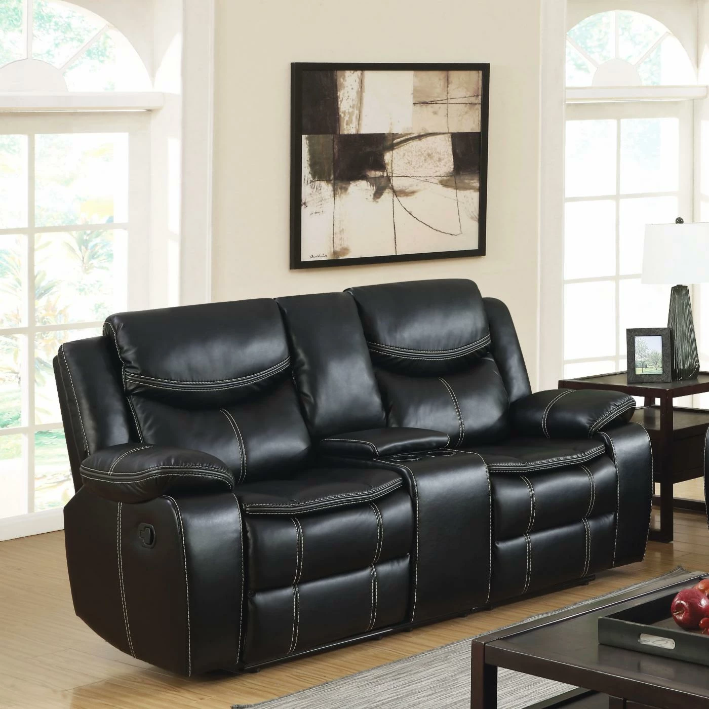 Budget 🔥 Loveseats Furniture Of America Siekka Transitional Style Leatherette Recliner Loveseat 😀 - Image 2