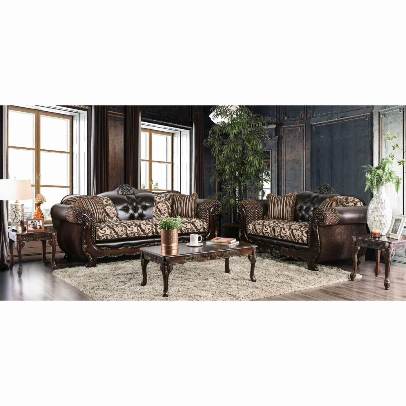 Cheap ๐ฅ Loveseats Furniture Of America Robertson Traditional Light Brown Loveseat ๐ - Image 2