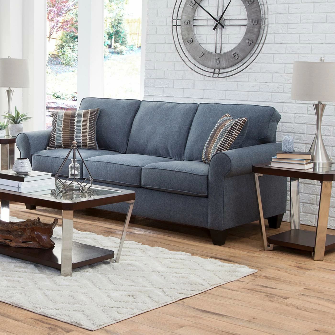 Best Sale ๐ฏ Sofas American Furniture Classics Indigo Series Sofa With Two Abstract Chenille Pillows ๐ - Image 2