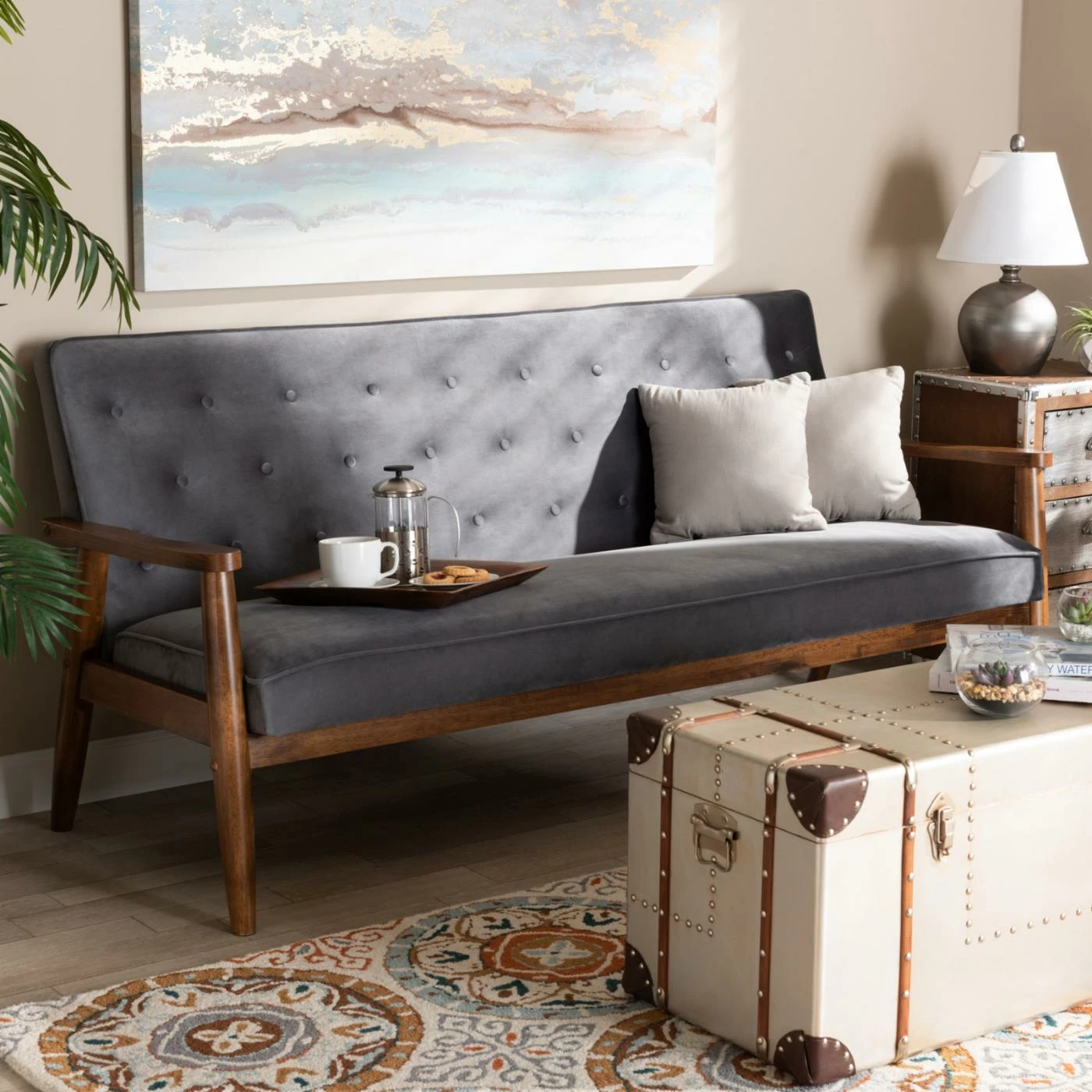 Discount ❤️ Sofas Baxton Studio Sorrento Velvet Tufted Sofa 😍 - Image 2
