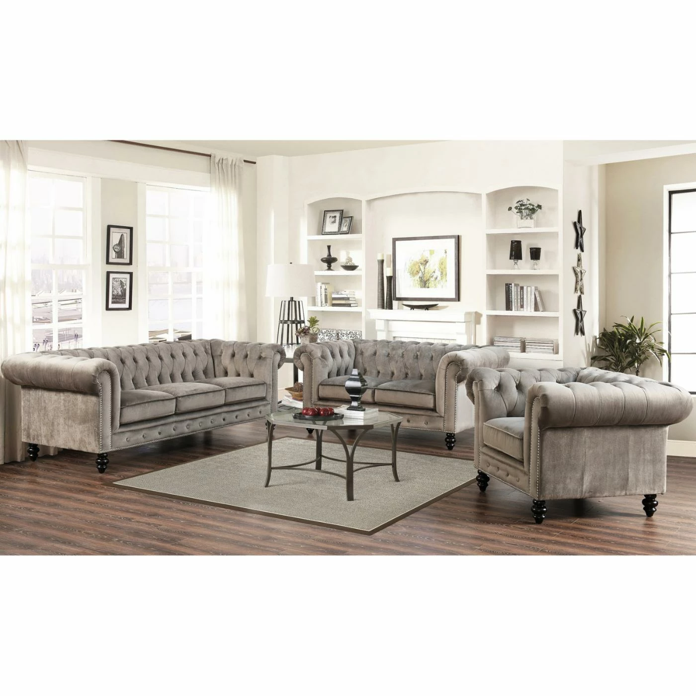 Best reviews of ๐งจ Sofa Sets Abbyson Grand Chesterfield Gray Velvet Sofa Set ๐