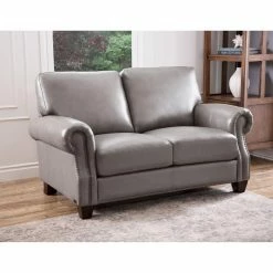 Best Pirce ⭐ Loveseats Abbyson Lister Grey Leather Loveseat ⭐