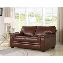 Flash Sale ๐งจ Loveseats Abbyson Leo Top Grain Leather Loveseat โจ