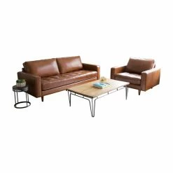 Outlet 👍 Sofa Sets Abbyson Living Arlo Mid-Century Leather Sofa And Armchair Set ⭐