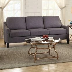 Buy 🤩 Sofas Acme Furniture Zapata Jr Gray Linen Sofa ✔️