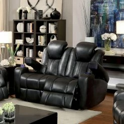 New 🌟 Loveseats Furniture Of America Somarr Contemporary Style Leatherette Recliner Loveseat ❤️