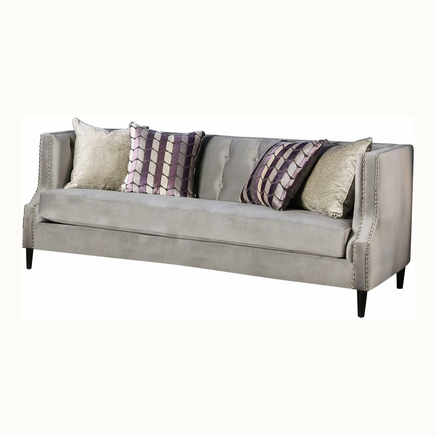 Promo ๐ Sofas Furniture Of America Selena Contemporary Gray Tuxedo Sofa ๐