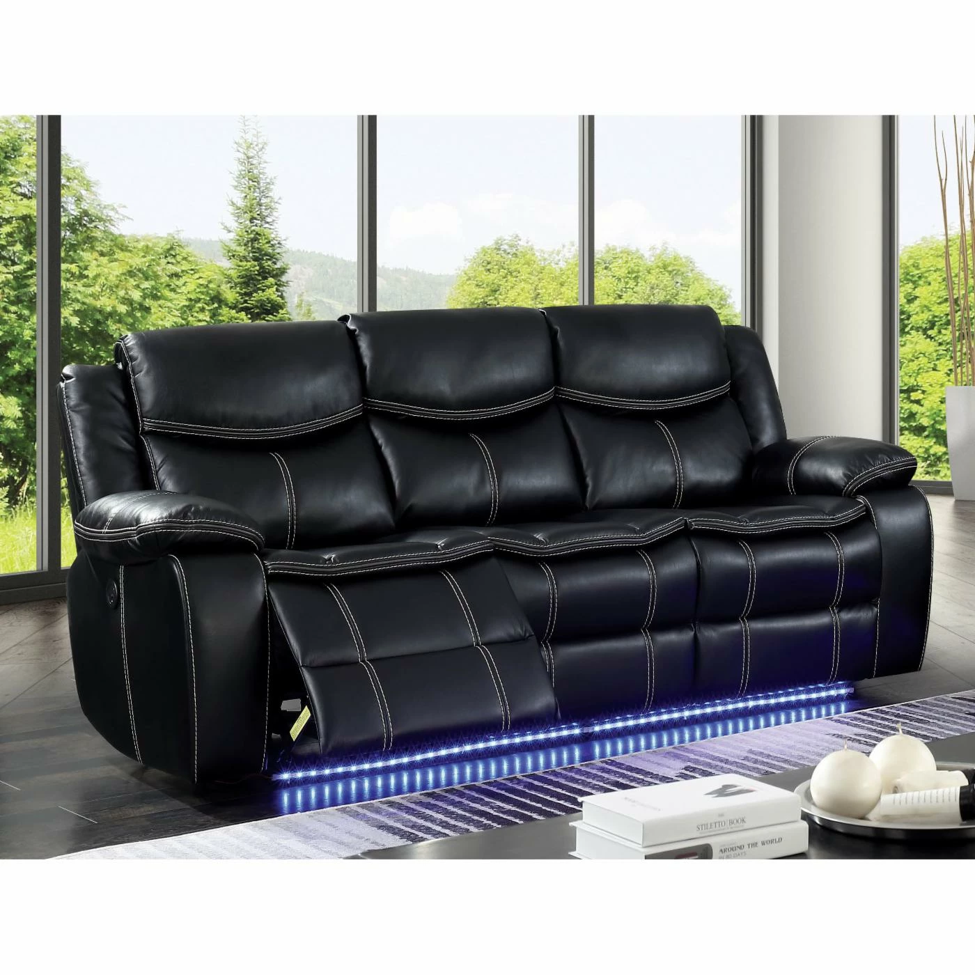 Discount 🎉 Sofas Furniture Of America Kristoffer LED Power Recliner Sofa 💯