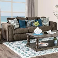 Cheap 🤩 Sofas Furniture Of America Barrington Brown Chenille Nailhead Sofa 🎉