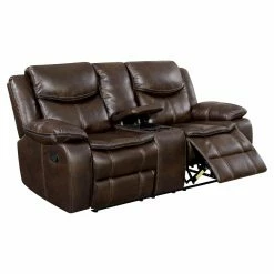 Cheap 😀 Loveseats Furniture Of America Westfield Breathable Leatherette Loveseat Recliner With Console 🌟