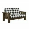 New 😉 Loveseats Furniture Of America Murray Farmhouse Style Plaid Loveseat - Rustic Oak 🔔
