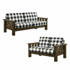 Best Sale 🎁 Sofa Sets Furniture Of America Murray 2 Piece Farmhouse Sofa And Loveseat Set - Rustic Oak 👍