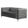 Buy 🎉 Best Master Furniture Loveseats Frieda Tufted Velvet Upholstered Loveseat, Grey 😀