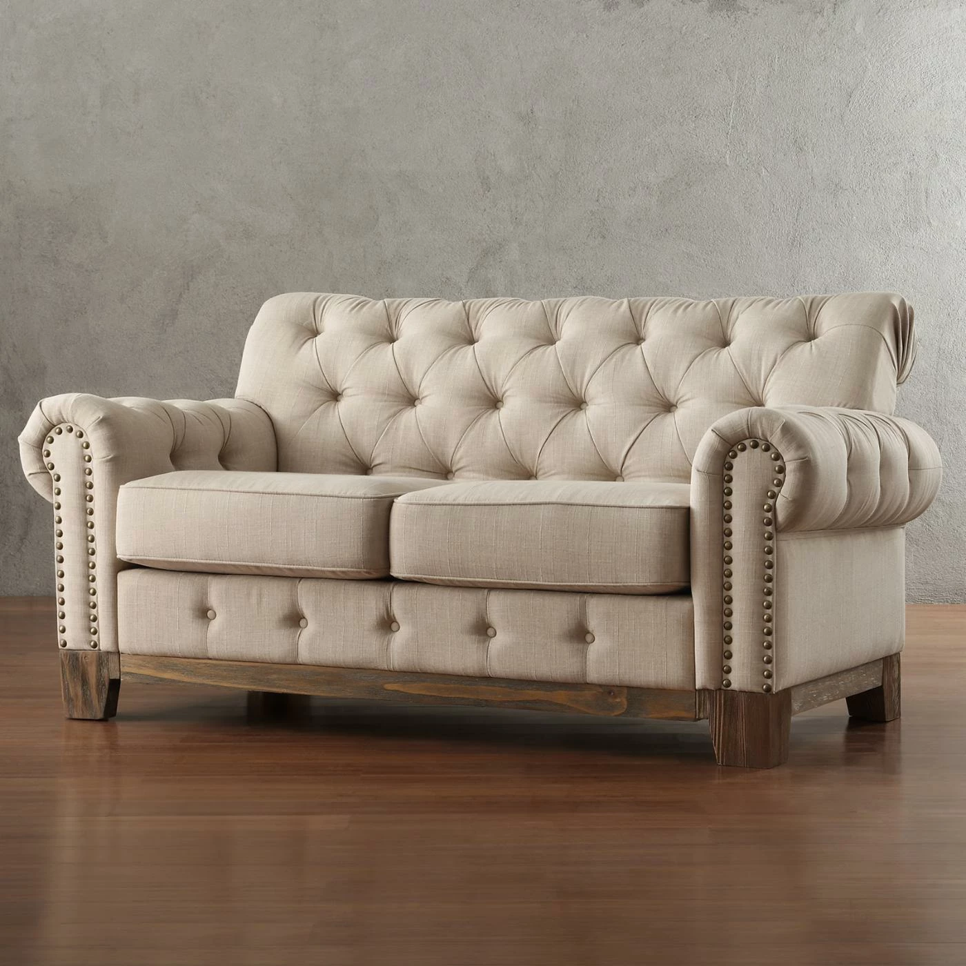 Best deal π― Loveseats HumbleNest Farmers Market Tufted Linen Loveseat With Nailhead Trim β¨