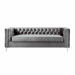 Budget 🌟 Sofas Inspired Home Richard Velvet Nailhead Trim Sofa 💯