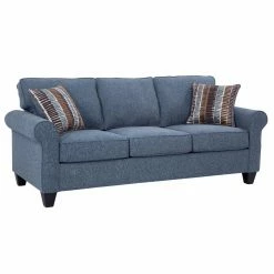 Best Sale 💯 Sofas American Furniture Classics Indigo Series Sofa With Two Abstract Chenille Pillows 😀