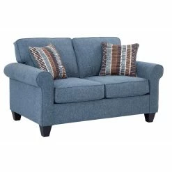 Best reviews of ✨ Loveseats American Furniture Classics Indigo Series Loveseat With Two Abstract Chenille Pillows 🔥
