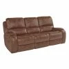 Cheap 👏 Sofas Roundhill Furniture Achern Brown Leather Nailhead Manual Reclining Sofa With Storage Console And USB Port 🎉