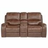 Top 10 😀 Loveseats Roundhill Furniture Achern Brown Leather Nailhead Manual Reclining Loveseat With Storage Console 💯