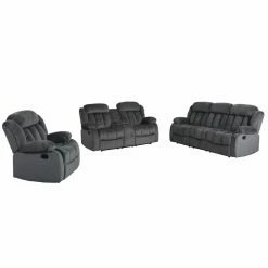 Cheapest 💯 Sofa Sets Sunset Trading Madison 3 Piece Reclining Living Room Set - Charcoal Blue / Gray 😀