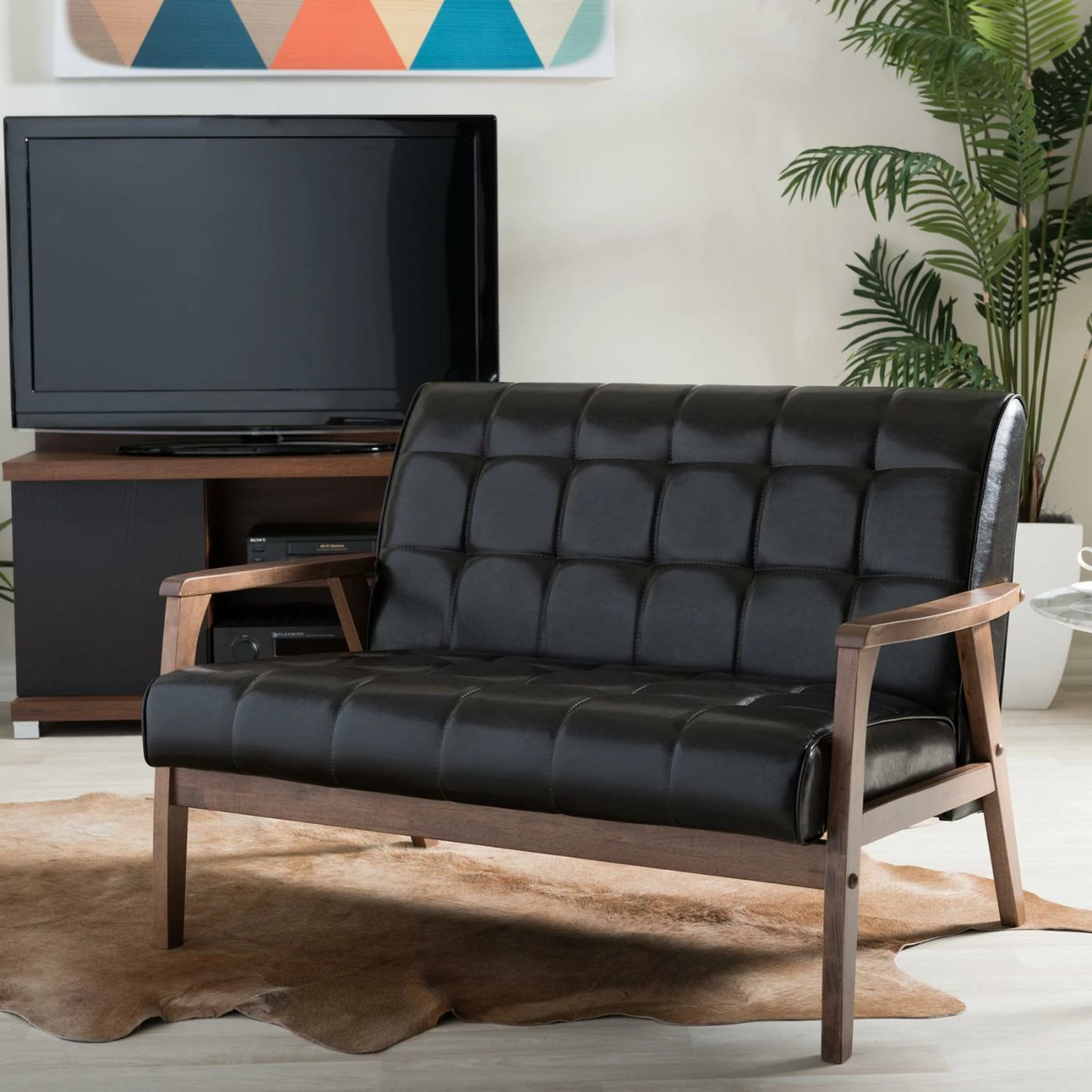 Budget π Loveseats Baxton Studio Mid-Century Masterpieces Loveseat - Brown π