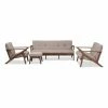 Outlet 🎁 Sofa Sets Baxton Studio Bianca Walnut Wood Light Gray Fabric Tufted Livingroom Sofa Set 🎁