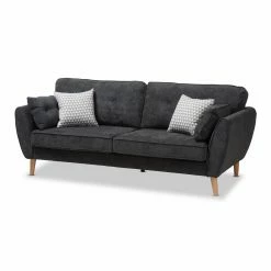 Discount 🎁 Sofas Baxton Studio Miranda Mid-Century Modern Fabric Upholstered Sofa 💯