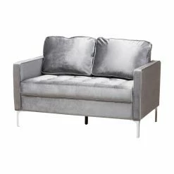 Best Pirce 😉 Loveseats Baxton Studio Clara Gray Velvet Loveseat 👍