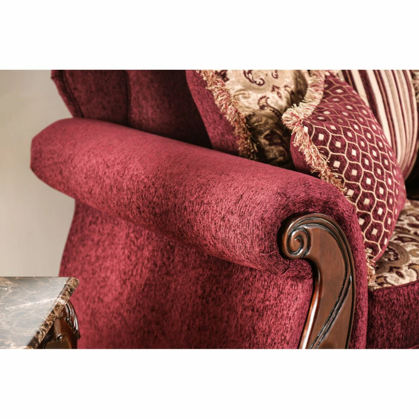 Best Sale 🧨 Loveseats Furniture Of America Sala Traditional Style Fringe Accent Pillow Loveseat ✨ - Image 5