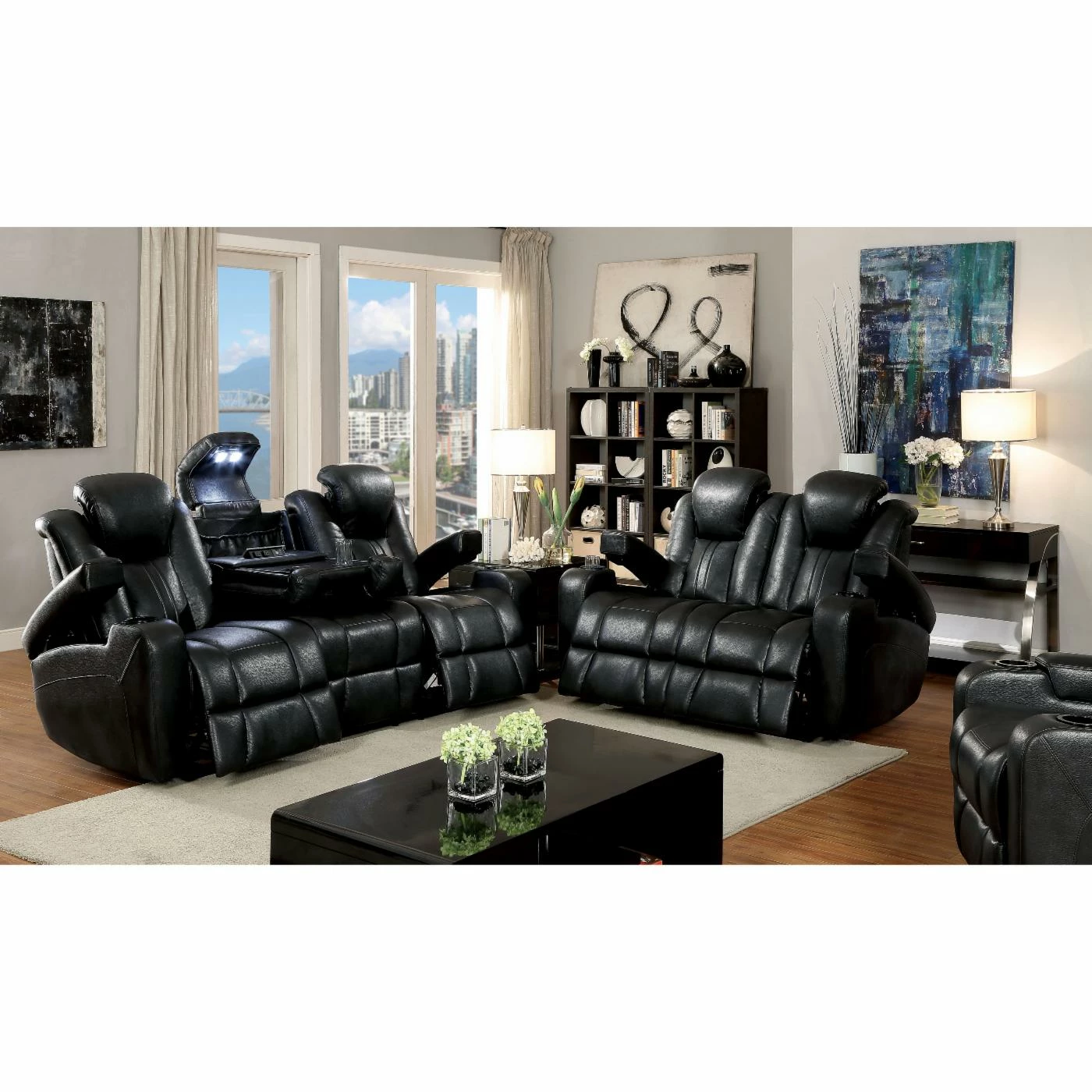 Best deal 🔥 Sofas Furniture Of America Somarr Contemporary Style Leatherette Recliner Sofa 🔔 - Image 5